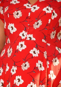 Pleione Plus Size V-Neck Floral Long Dress -Asoph Fashion Shop 2006695 110 4