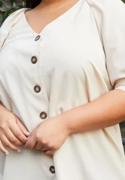 Pleione Plus Size Puff Shoulder Button Down Blouse -Asoph Fashion Shop 2006721 154 4