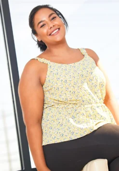 Pleione Plus Size Women Floral Cami Trim Blouse