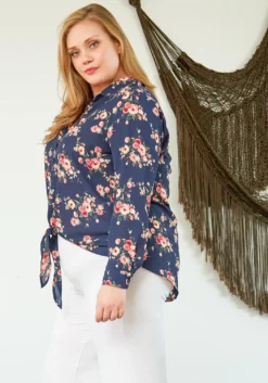 Pleione Plus Size Button Up Blouse -Asoph Fashion Shop 2007158 117 2