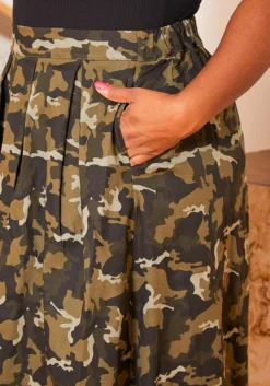 Asoph Plus Size Camo Print Pleated Women Midi Skirt 9 Asoph Plus Size Camo Print Pleated Women Midi Skirt -Asoph Fashion Shop 2007460 354 3