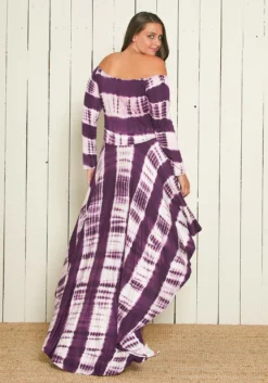 Asoph Plus Size Off Shoulder Hi-Lo Tie Dye Dress -Asoph Fashion Shop 2007463 145 3
