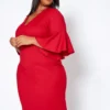 Asoph Plus Size Bell Sleeve Bodycon Mini Dress