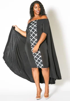 Asoph Plus Size Off Shoulder Cape Dress -Asoph Fashion Shop 2007834 172 1