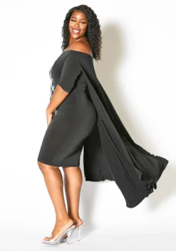 Asoph Plus Size Off Shoulder Cape Dress -Asoph Fashion Shop 2007834 172 2