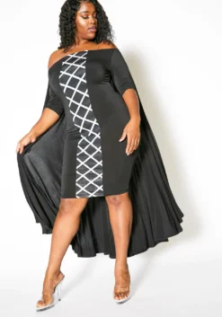 Asoph Plus Size Off Shoulder Cape Dress