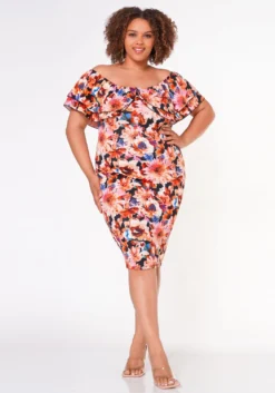 Asoph Plus Size Off Shoulder Garden Dress