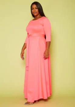 Asoph Plus Size Womens Classic Knot Front Maxi Dress -Asoph Fashion Shop 2009066 004 4