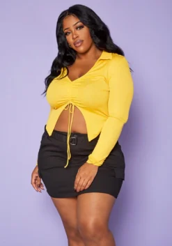 Plus Size Belted Mini Skirt
