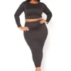 Plus Size Matching Crop Top And Maxi Skirt Set