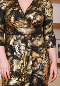 Asoph Plus Size Gold Metallic Wrap Dress -Asoph Fashion Shop 2010214 146 2