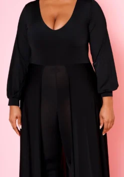 Asoph Plus Size Caped Solid Fitted Jumpsuit -Asoph Fashion Shop 2010494 001 5