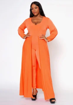Asoph Plus Size Caped Solid Fitted Jumpsuit