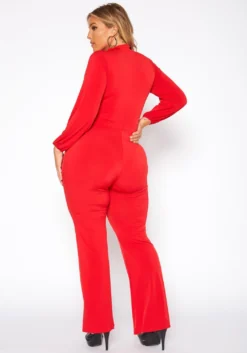 Plus Size Keyhole Front Flare Leg Jumpsuit -Asoph Fashion Shop 2010719 110 3