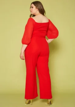 Plus Size Off Shoulder Drape Front Jumpsuit -Asoph Fashion Shop 2010852 001 3