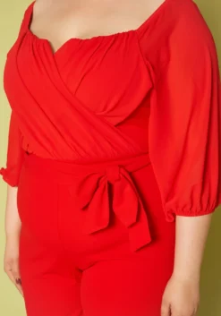 Plus Size Off Shoulder Drape Front Jumpsuit -Asoph Fashion Shop 2010852 001 4