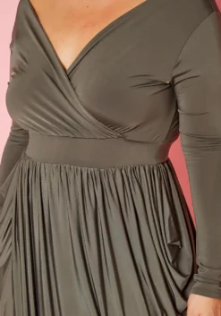 Plus Size Harem Draped Fit & Flare Midi Dress -Asoph Fashion Shop 2011006 003 5