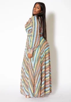 Asoph Plus Size Candy Striped Womens Maxi Gown -Asoph Fashion Shop 2011090 140 1