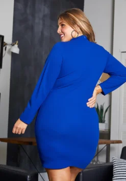 Asoph Plus Size Keyhole Front Long Sleeve Mini Dress -Asoph Fashion Shop 2011092 188 1