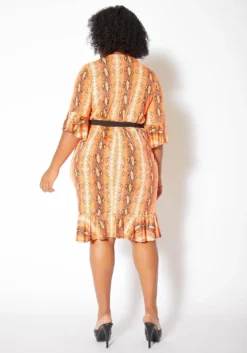 Asoph Plus Size Womens Vibrant Snakeskin Midi Dress -Asoph Fashion Shop 2011094 109 4