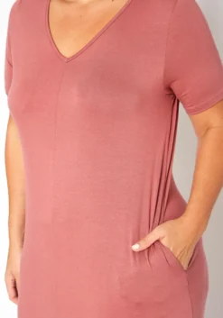 Plus Size V-Neck Short Sleeve Maxi Dress With Pockets -Asoph Fashion Shop 2011149 186 4