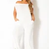 Bellatrix Plus Size Off Shoulder Wide Leg Jumpsuit