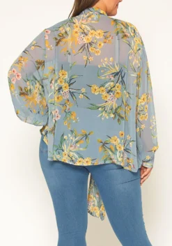 Pleione Plus Size Floral Tie Front Blouse -Asoph Fashion Shop 2011295 205 2