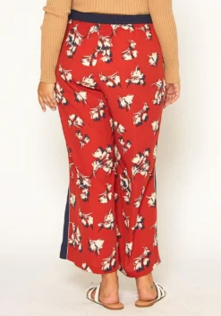 Pleione Plus Size Floral Navy Contras Palazzo Pants -Asoph Fashion Shop 2011299 249 2