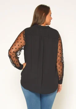 Pleione Plus Size Mesh Dot Wrap Blouse -Asoph Fashion Shop 2011307 001 2
