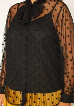 Pleione Plus Size Polkadot Mesh Blouse With Cami -Asoph Fashion Shop 2011309 001 4