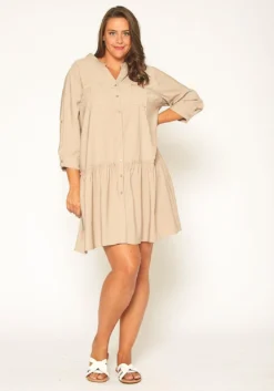 Pleione Plus Size Button Up Tunic Shirt Dress