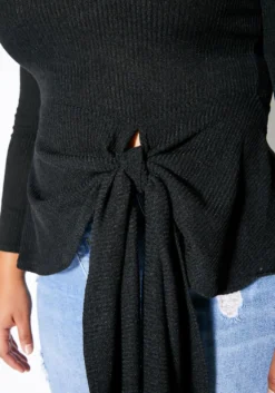 Asoph Plus Size Tie Hem Ribbed Sweater -Asoph Fashion Shop 2011412 001 3