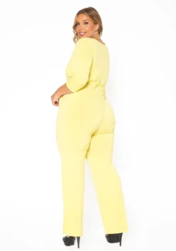 Asoph Plus Size Fancy V Neck Flare Jumpsuit -Asoph Fashion Shop 2011574 105 4