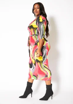 Asoph Plus Size Vibrant Marbled Womens Bodycon Midi Dress -Asoph Fashion Shop 2011580 148 1