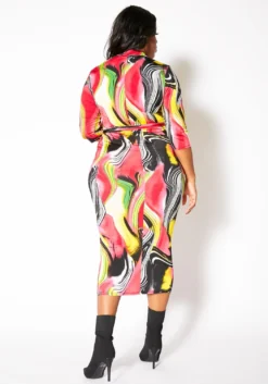 Asoph Plus Size Vibrant Marbled Womens Bodycon Midi Dress -Asoph Fashion Shop 2011580 148 2