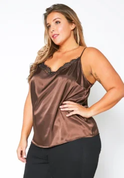 Pleione Plus Size Lace Trim Cami Top -Asoph Fashion Shop 2012137 106 0