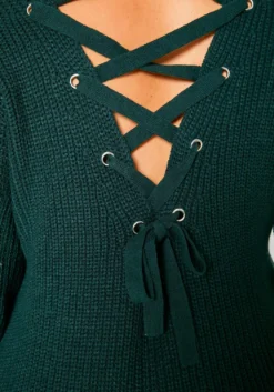 Pleione Plus Size Cross Lace Up Back Sweater -Asoph Fashion Shop 2012138 161 4