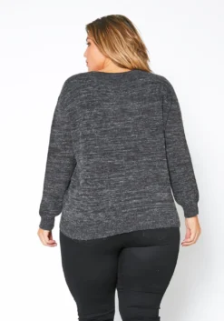 Pleione Plus Size Ruched V-Neck Sweater -Asoph Fashion Shop 2012141 108 2