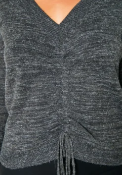 Pleione Plus Size Ruched V-Neck Sweater -Asoph Fashion Shop 2012141 108 4