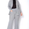 Pleione Plus Size High Waist Ribbed Knit Straight Pants