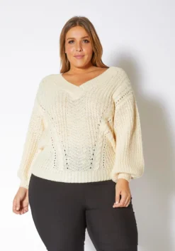 Pleione Plus Size Womens Loose Knit Sweater