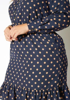 Pleione Plus Size Polka Dot Tie Neck Dress -Asoph Fashion Shop 2012429 117 3