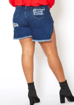 Vibrant Plus Size High Waisted Destroyed Denim Shorts -Asoph Fashion Shop 2013648 939 2