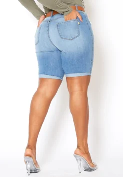 Vibrant Light Wash Distressed Bermuda Plus Size Shorts -Asoph Fashion Shop 2013650 938 2