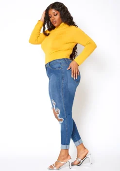 Vibrant Plus Size Knee Destroyed Mid Waist Jean 7 Vibrant Plus Size Knee Destroyed Mid Waist Jean -Asoph Fashion Shop 2013658 938 1