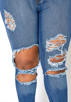 Vibrant Plus Size Knee Destroyed Mid Waist Jean 9 Vibrant Plus Size Knee Destroyed Mid Waist Jean -Asoph Fashion Shop 2013658 938 3