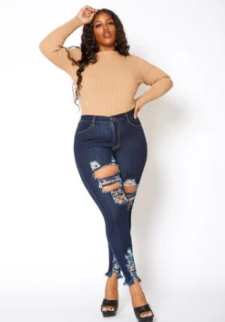 Vibrant Plus Size Ankle Distressed Favorite Mid Rise Jeans