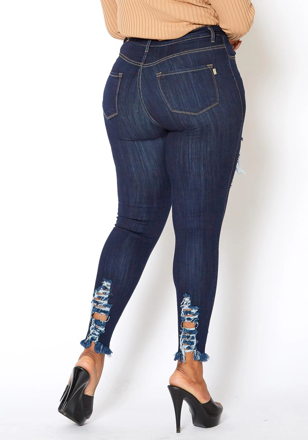 Vibrant Plus Size Ankle Distressed Favorite Mid Rise Jeans 4 Vibrant Plus Size Ankle Distressed Favorite Mid Rise Jeans - Image 4