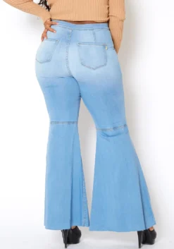 Vibrant Plus Size Retro Flare Raw Hem Denim Jean -Asoph Fashion Shop 2013663 940 3
