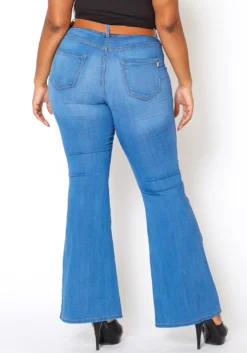 Vibrant Plus Size Basic Blue Washed Flared Hem Jean -Asoph Fashion Shop 2013665 938 3